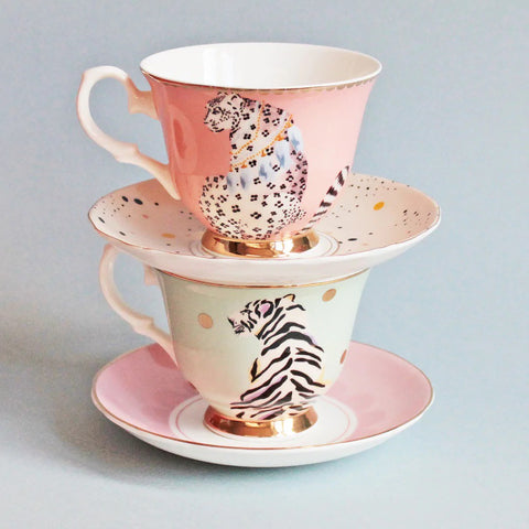 Big Cats 2x Teacup & Saucer Set