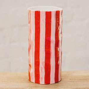 Red Pink Stripe Vase