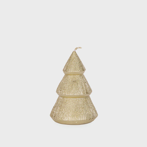 11cm Ribbed Gold Tree Candle