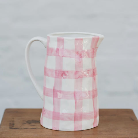 Pink Gingham Jug