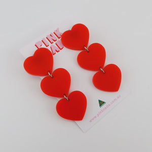 Heart Red Dangle Earrings