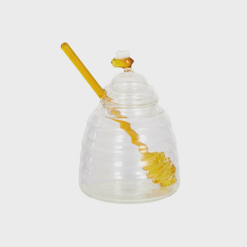 Glass Honey pot with dipper