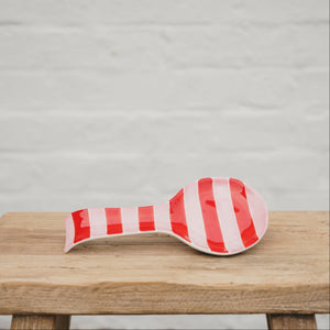 Spoon rest - pink/red strip