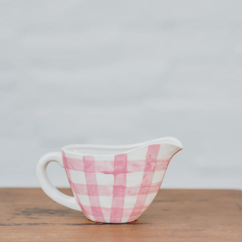 Pink Gingham Gravy Jug