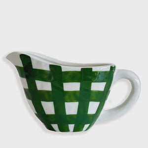 Dark Green Gingham Gravy Jug