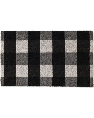 Black & White Gingham Coir Door Mat