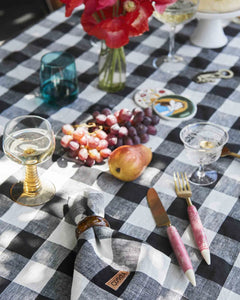 Black & White Gingham Linen Napkin Set