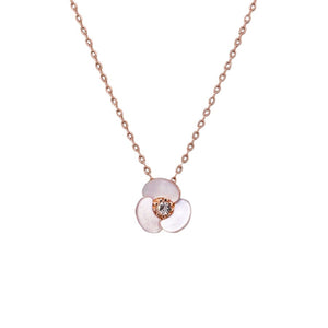 Rose Gold Mother of Pearl Flower Necklace