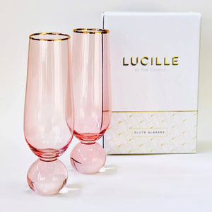 Lucille Lustre Gold Rim Flute - Set of 2